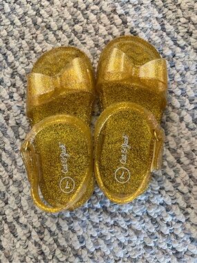 Cat & Jack Glitter Gold Toddler Sandals with Bow Accent